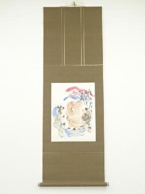 東大寺　清水公照筆　「樹甘露法雨 滅除煩悩炎」画賛　肉筆紙本掛軸（共箱）
